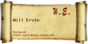 Will Ervin névjegykártya